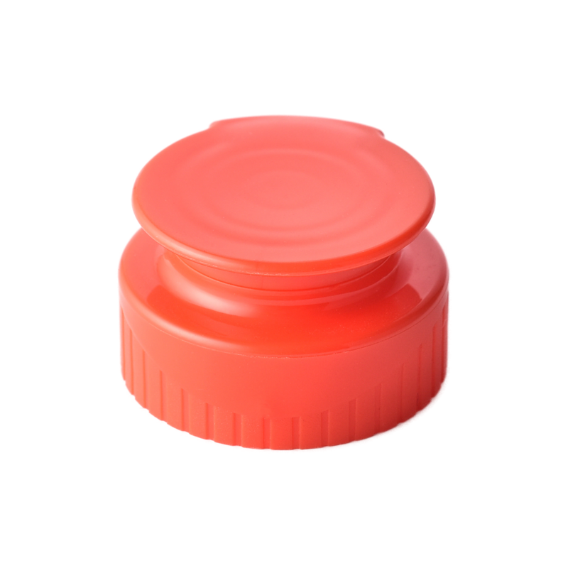 28/400 PP and TPE silicone valve cap for food and condiment, personal care and household care packaging, front view closed