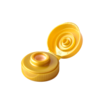 38/400 PP and TPE silicone valve cap for food and condiment, personal care and household care packaging, front view open