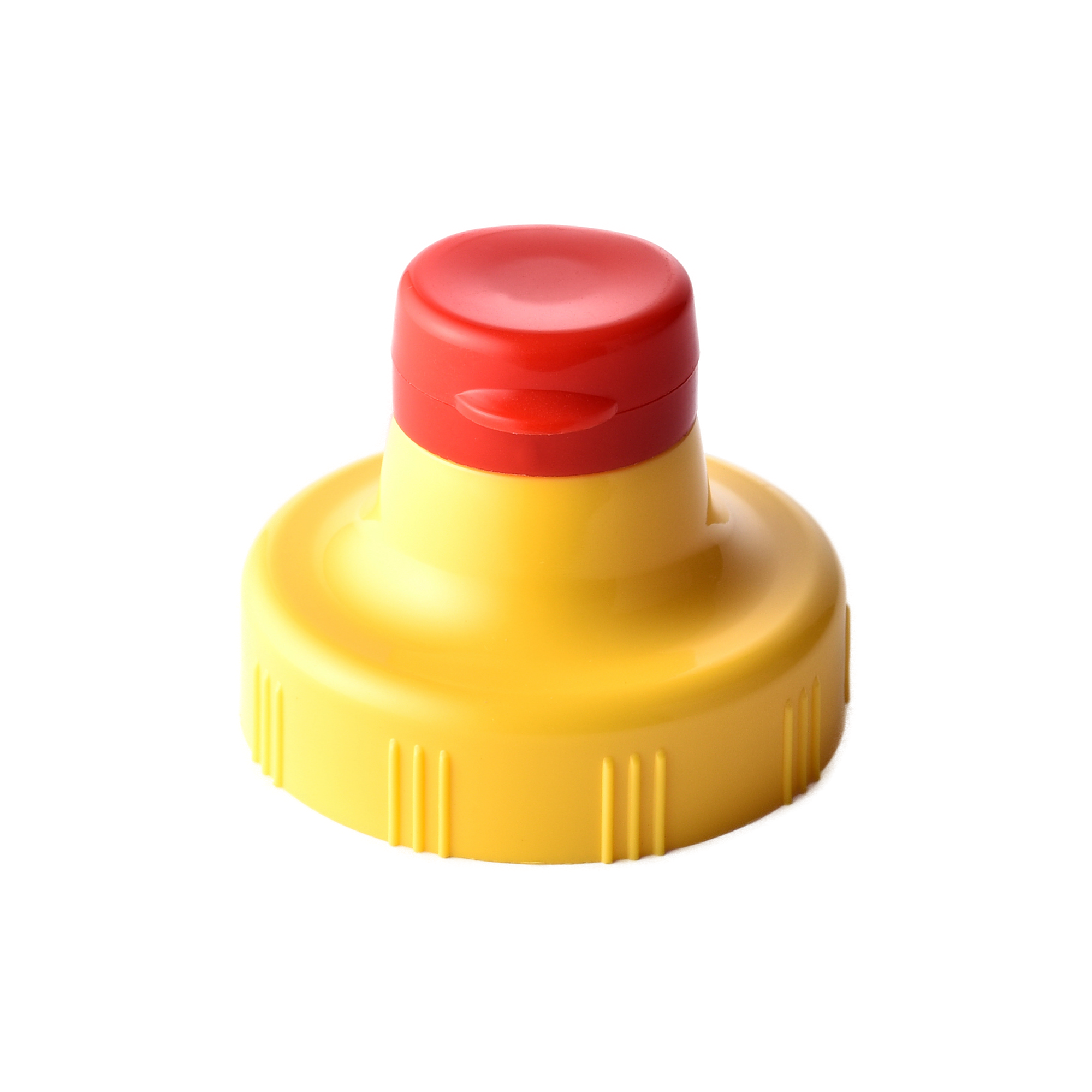 V38-10-1 38/400 PP and TPE silicone valve cap for food and condiment, personal care and household care packaging, front view closed