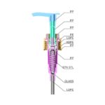 multiple thread sizes PP, PE, LDPE and stainless steel lotion pump for hair care and personal care packaging, internal structure diagram