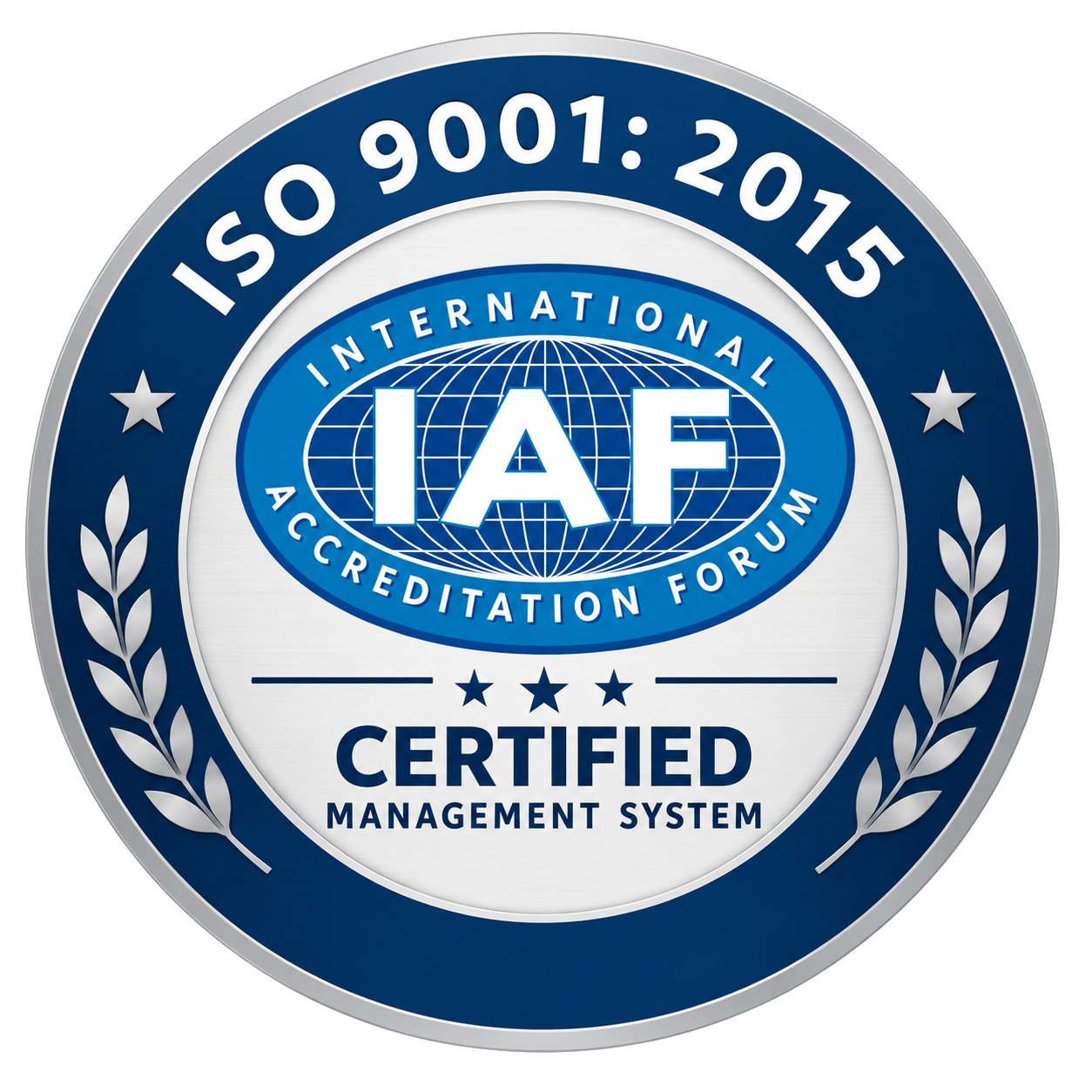 ISO 9001:2015 certified management system badge – HB Packaging