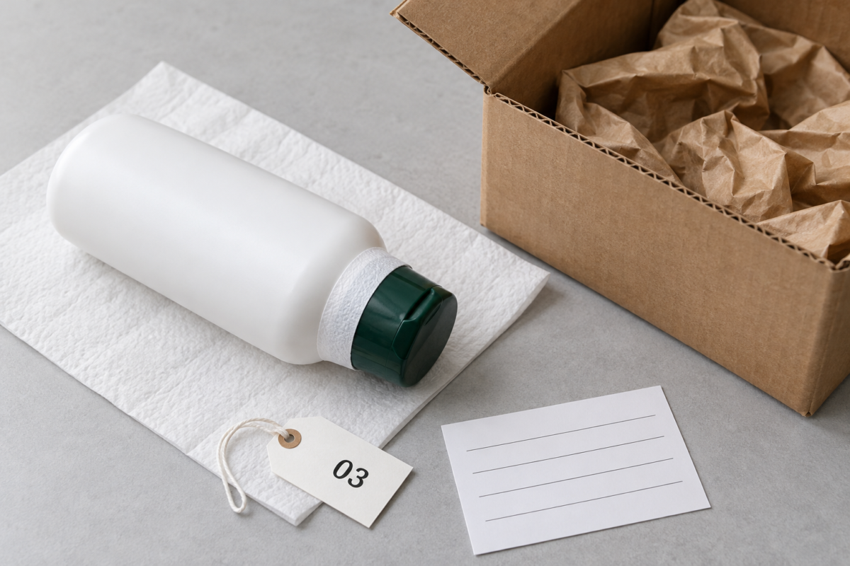 Inspection setup for a filled beauty bottle shipping trial